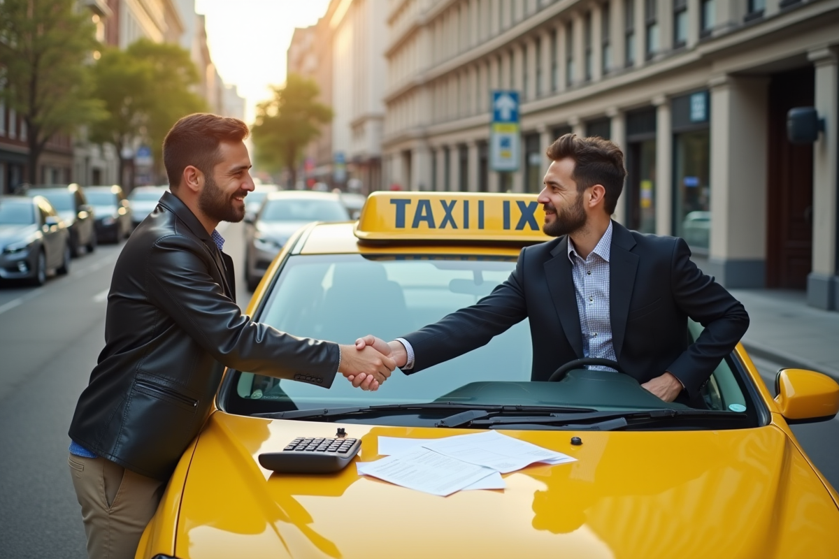 Chauffeur de taxi serrant la main d
