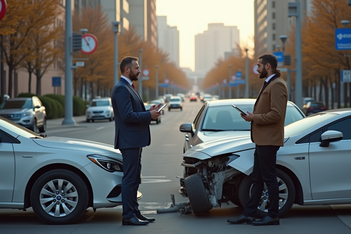 Deux voitures impliquées dans une petite collision en ville