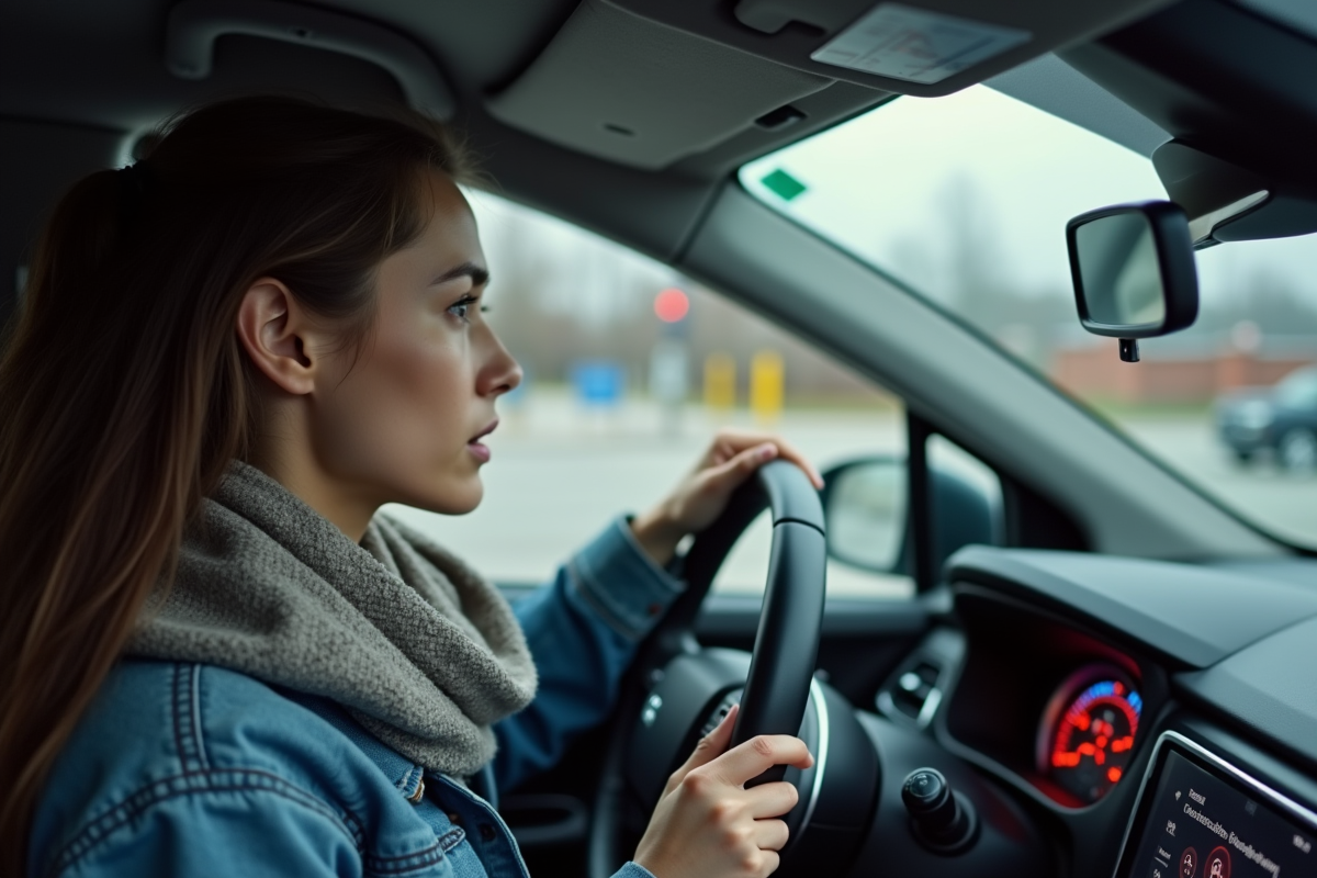 Jeune femme regardant un message d