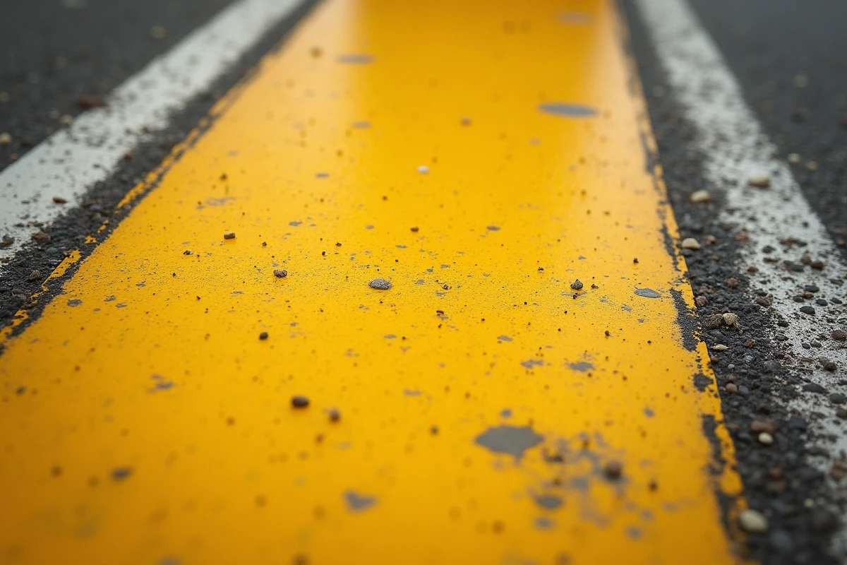 Gros plan sur la surface texturée d'un panneau losange jaune de priorité routière usé