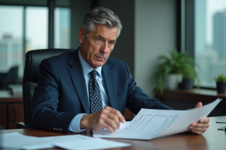 Homme d affaires en costume bleu dans un bureau moderne