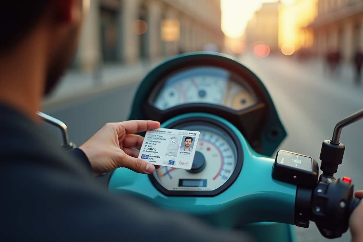 Main tenant permis de conduire scooter en ville