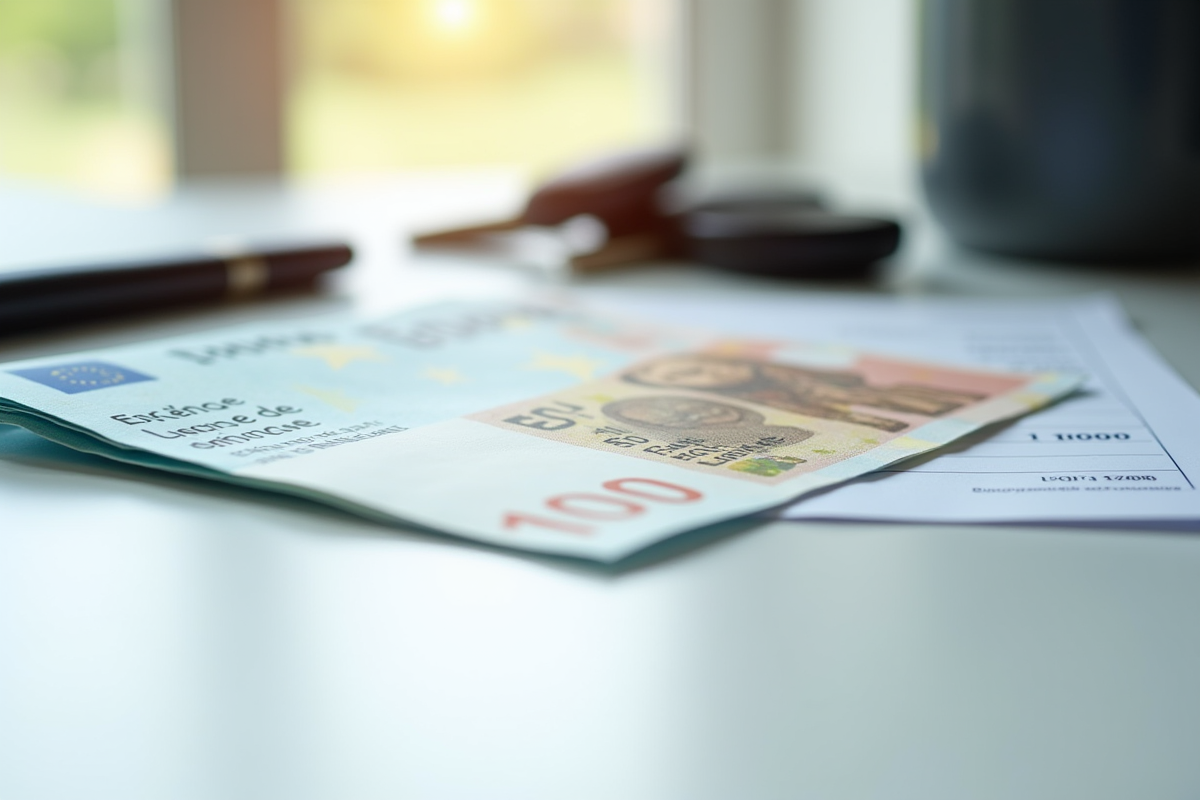 Permis de conduire et billets euros sur un bureau blanc